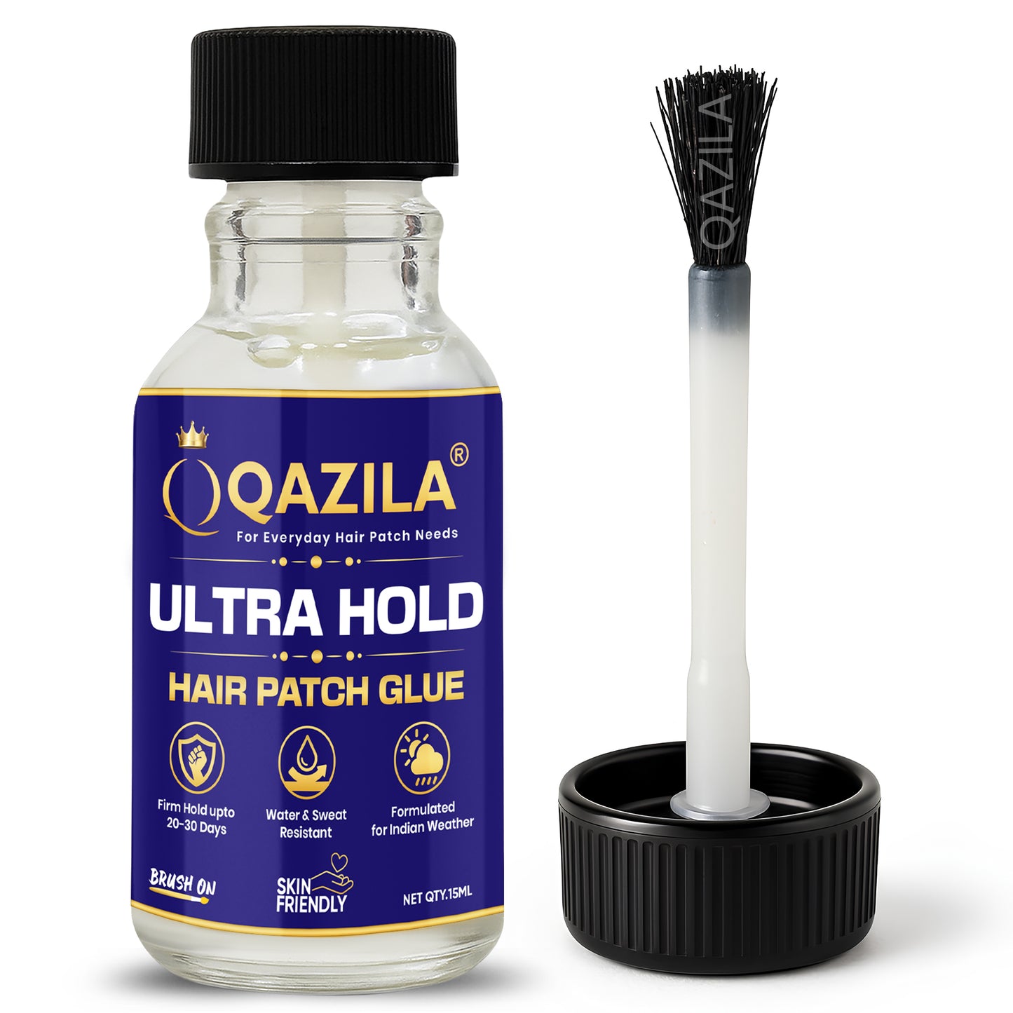Qazila Ultra Hold Glue For Hair Patch| Strong Hold| Skin-Friendly| Hold upto 3-4 weeks | 15ml