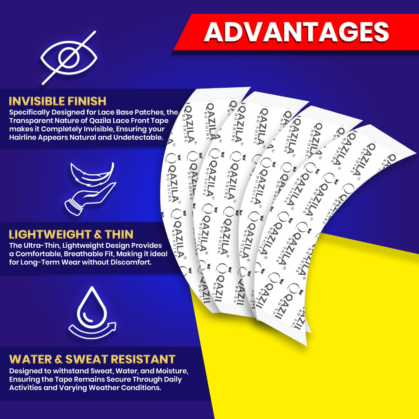 Qazila No-Shine Tape| C Shape| 36 strips per packet