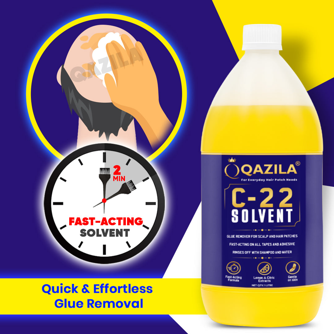 Qazila C-22 Solvent | Adhesive Remover For Hair Patch & Wigs | Fast-Acting | Citrus Flavour | 1Ltr