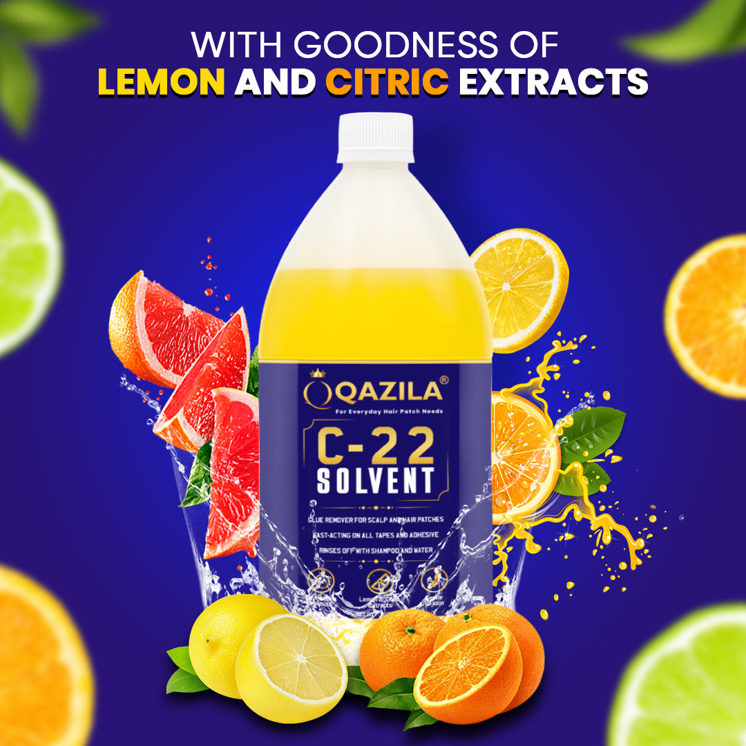 Qazila C-22 Solvent | Adhesive Remover For Hair Patch & Wigs | Fast-Acting | Citrus Flavour | 1Ltr