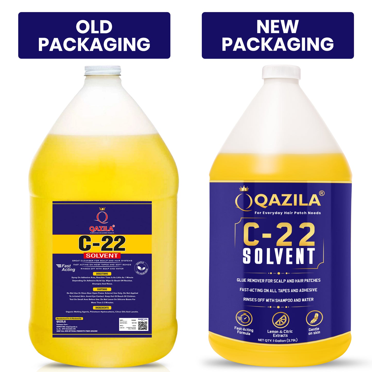Qazila C-22 Solvent | Adhesive Remover For Hair Patch & Wigs | Fast-Acting | Citrus Flavour | 3.79 Ltr| 1 Galon