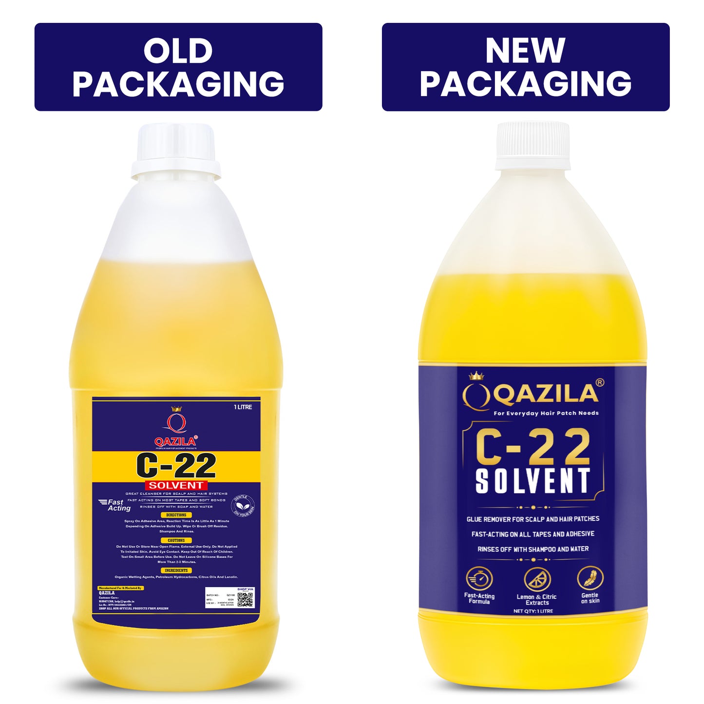 Qazila C-22 Solvent | Adhesive Remover For Hair Patch & Wigs | Fast-Acting | Citrus Flavour | 1Ltr