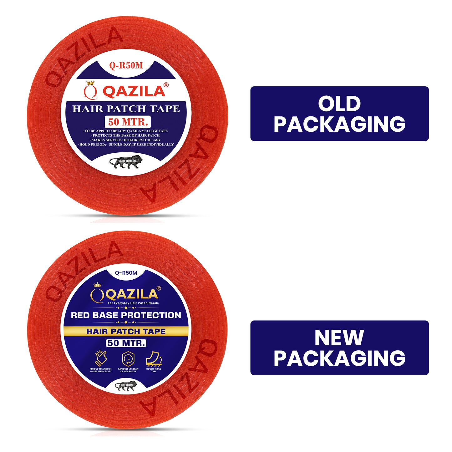 Qazila Red Tape for Hair Patch| Transparent| For Base Protection & Easy Cleanup| Very Low Residue Tape| 50 Meters