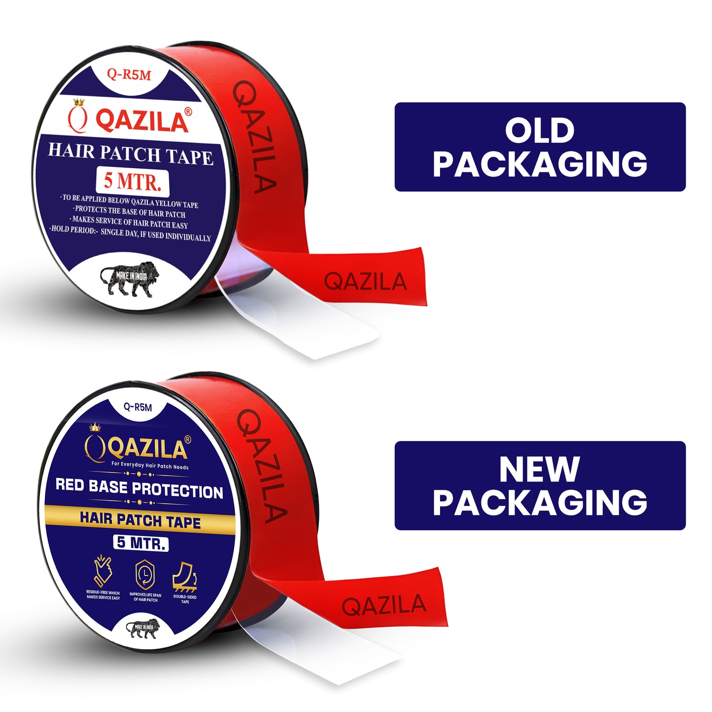 Qazila Red Tape for Hair Patch| Transparent| For Base Protection & Easy Cleanup| Very Low Residue Tape 5mtr