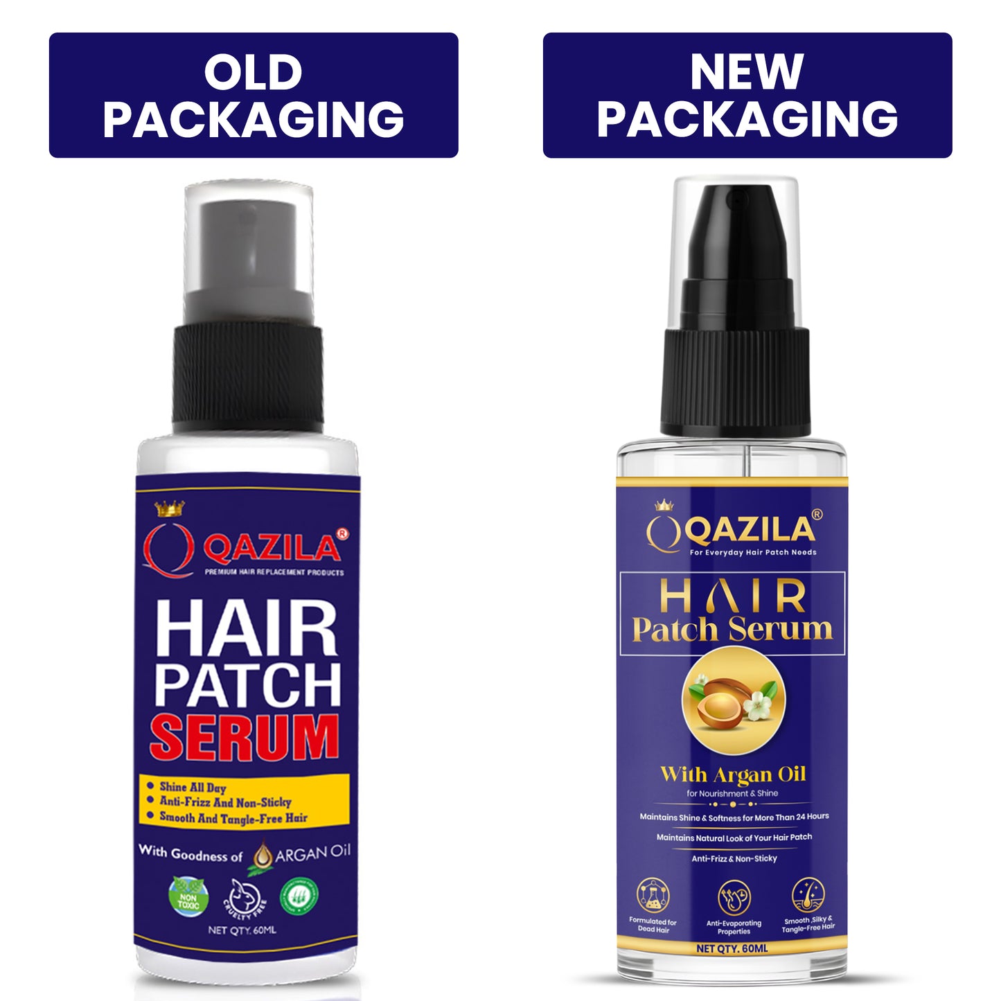 Qazila Hair Patch Serum | 24-Hour Shine & Natural Look | Anti-Frizz Detangling | 60ml