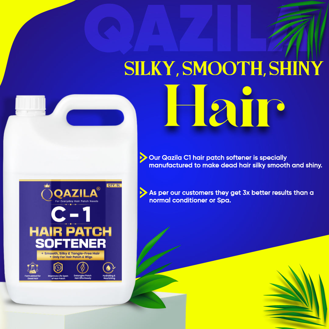 Qazila C-1 Hair Patch Softener | Hair Patch Conditioner | Hair Patch Wash Chemical | Soft, Silky and Tangle-Free Hair| 5Ltr