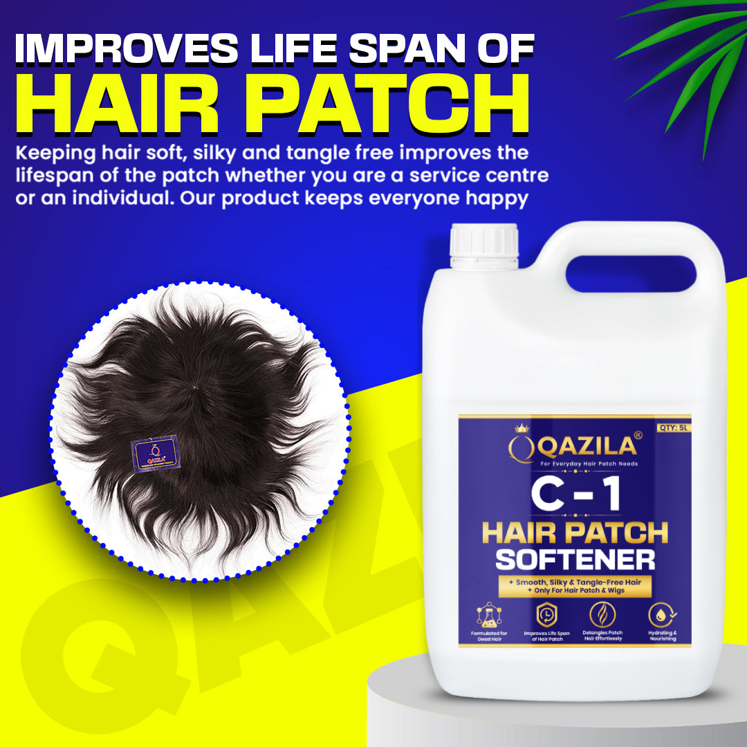 Qazila C-1 Hair Patch Softener | Hair Patch Conditioner | Hair Patch Wash Chemical | Soft, Silky and Tangle-Free Hair| 5Ltr