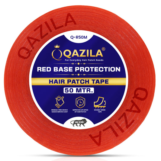 Qazila Red Tape for Hair Patch| Transparent| For Base Protection & Easy Cleanup| Very Low Residue Tape| 50 Meters