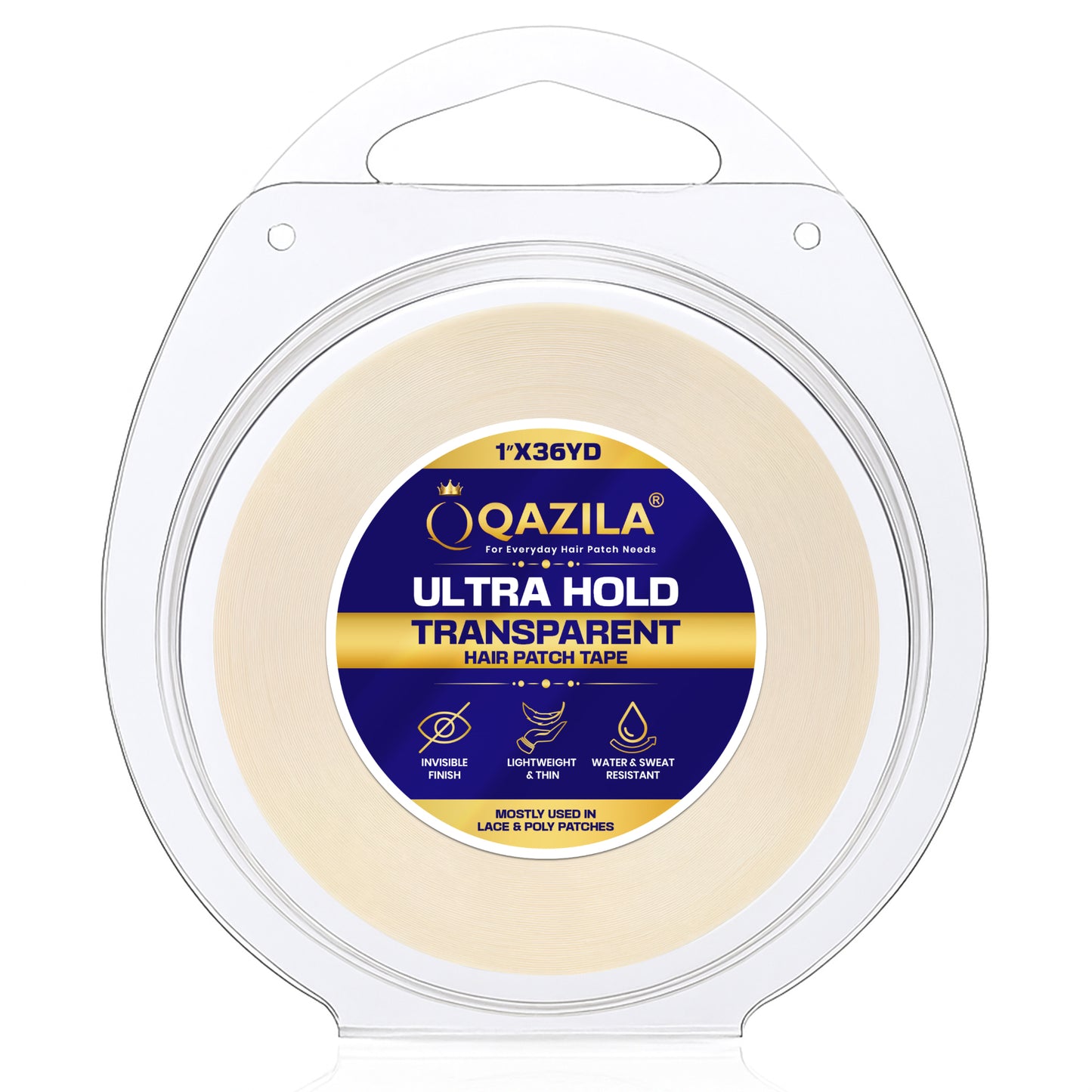 Qazila Ultra Hold Transparent Hair Patch Tape| No shine| Invisible Finish for Undetectable Hairline| Very Stretchy & Comfortable| Extra Strong Hold upto 2 weeks( 20-30 days with Glue)| Skin-Safe | Water & Sweat Resistant | 36 Yard Roll| White