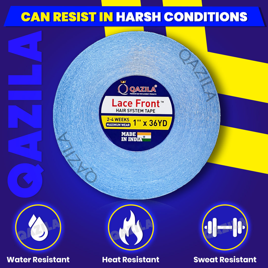 Qazila No Shine Tape For Hair Patch & Wigs| Transparent with Dull Finish| Undetectable| Very Stretchy and Comfortable| Hypoallergenic 36YD