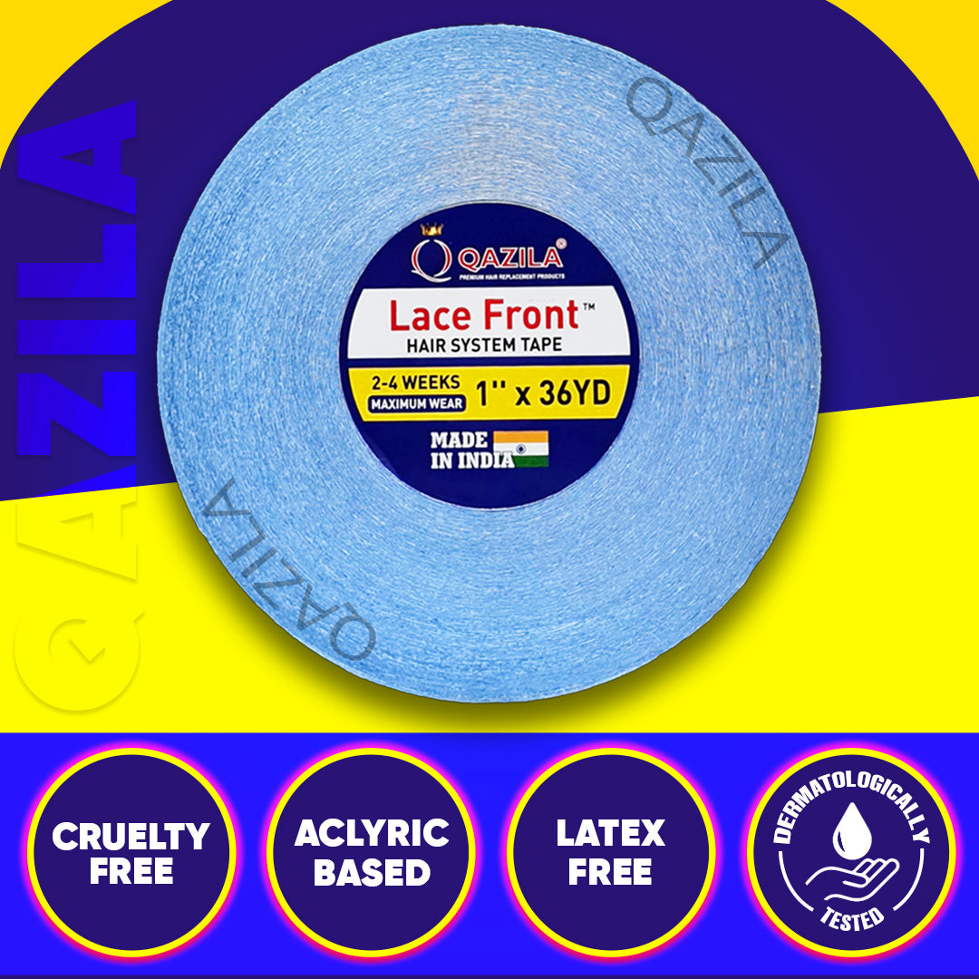 Qazila No Shine Tape For Hair Patch & Wigs| Transparent with Dull Finish| Undetectable| Very Stretchy and Comfortable| Hypoallergenic 36YD