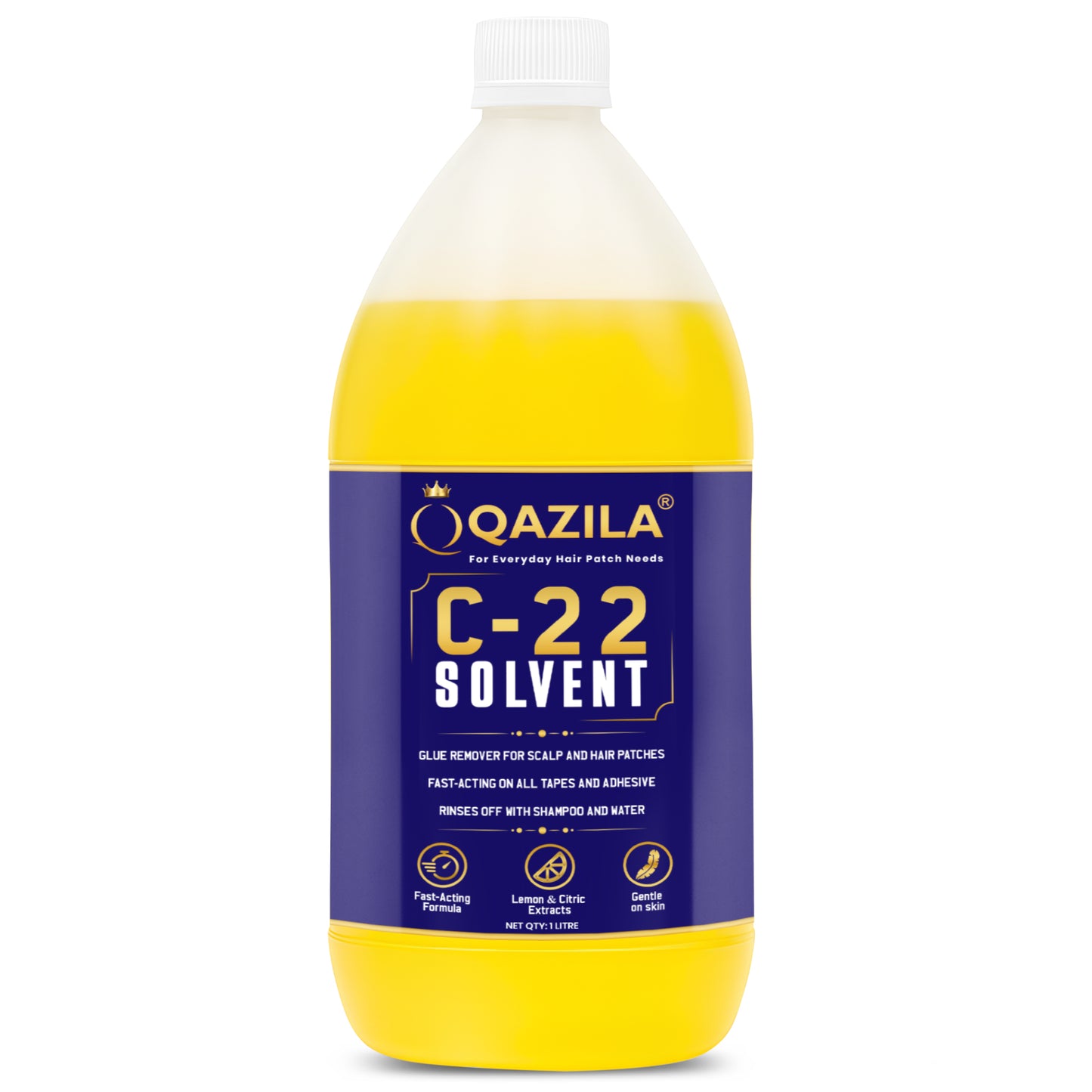 Qazila C-22 Solvent | Adhesive Remover For Hair Patch & Wigs | Fast-Acting | Citrus Flavour | 1Ltr