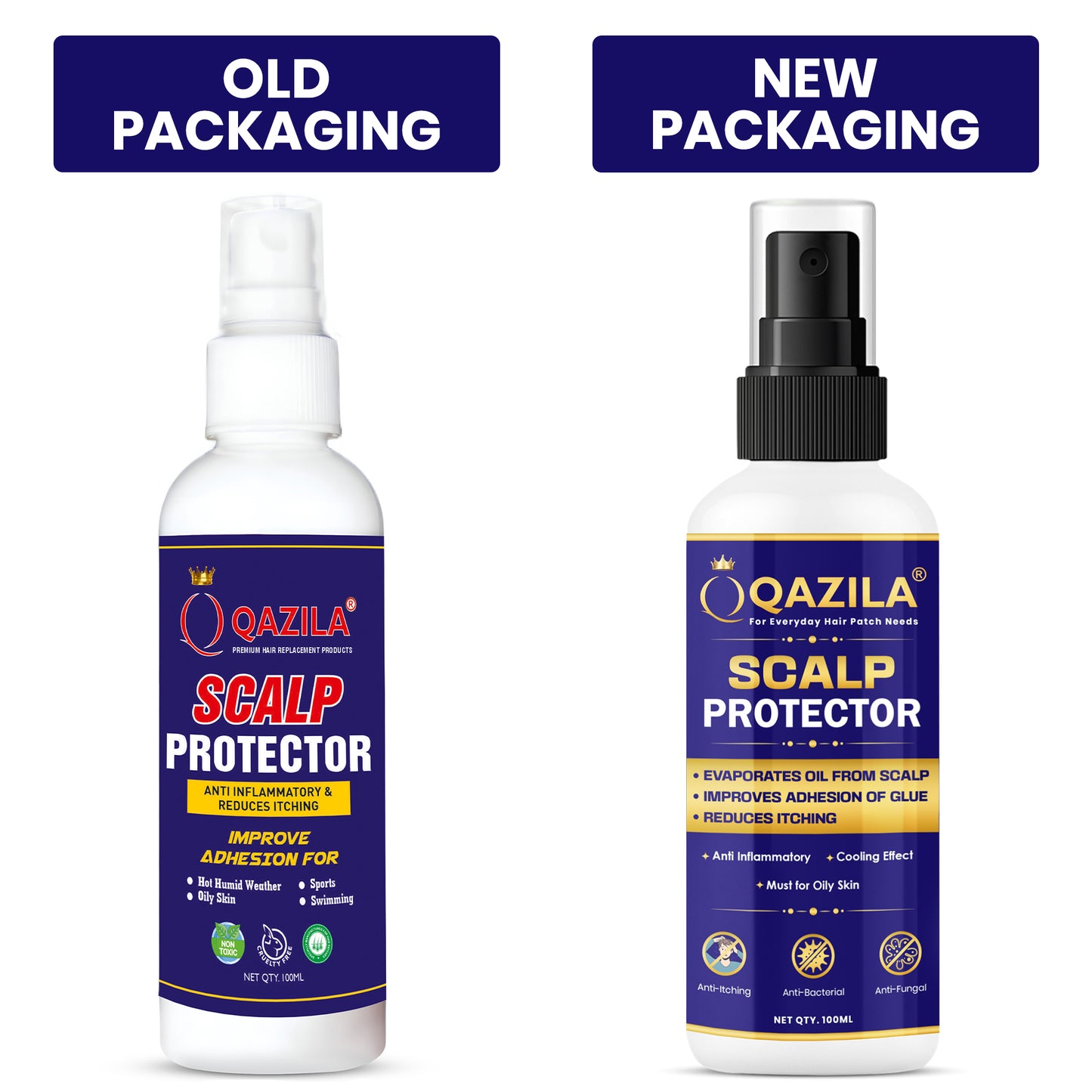 Qazila Scalp Protector Spray for Hair Patch | Anti-Itch & Anti-Bacterial | Enhanced Adhesion for Oily Skin | Alcohol-Free, 100 ml