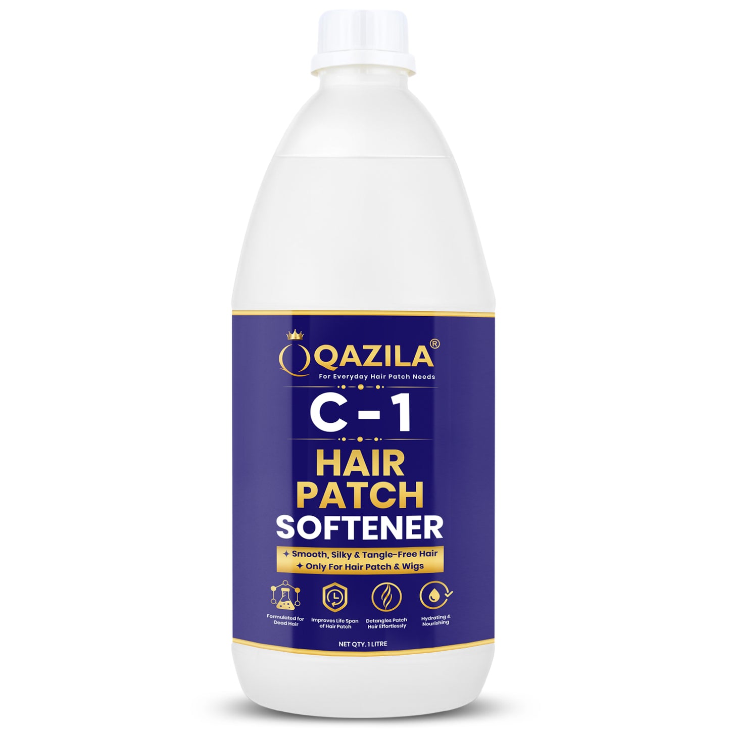 Qazila C-1 Hair Patch Softener | Hair Patch Conditioner | Hair Patch Wash Chemical | Soft, Silky and Tangle-Free Hair| 1Ltr