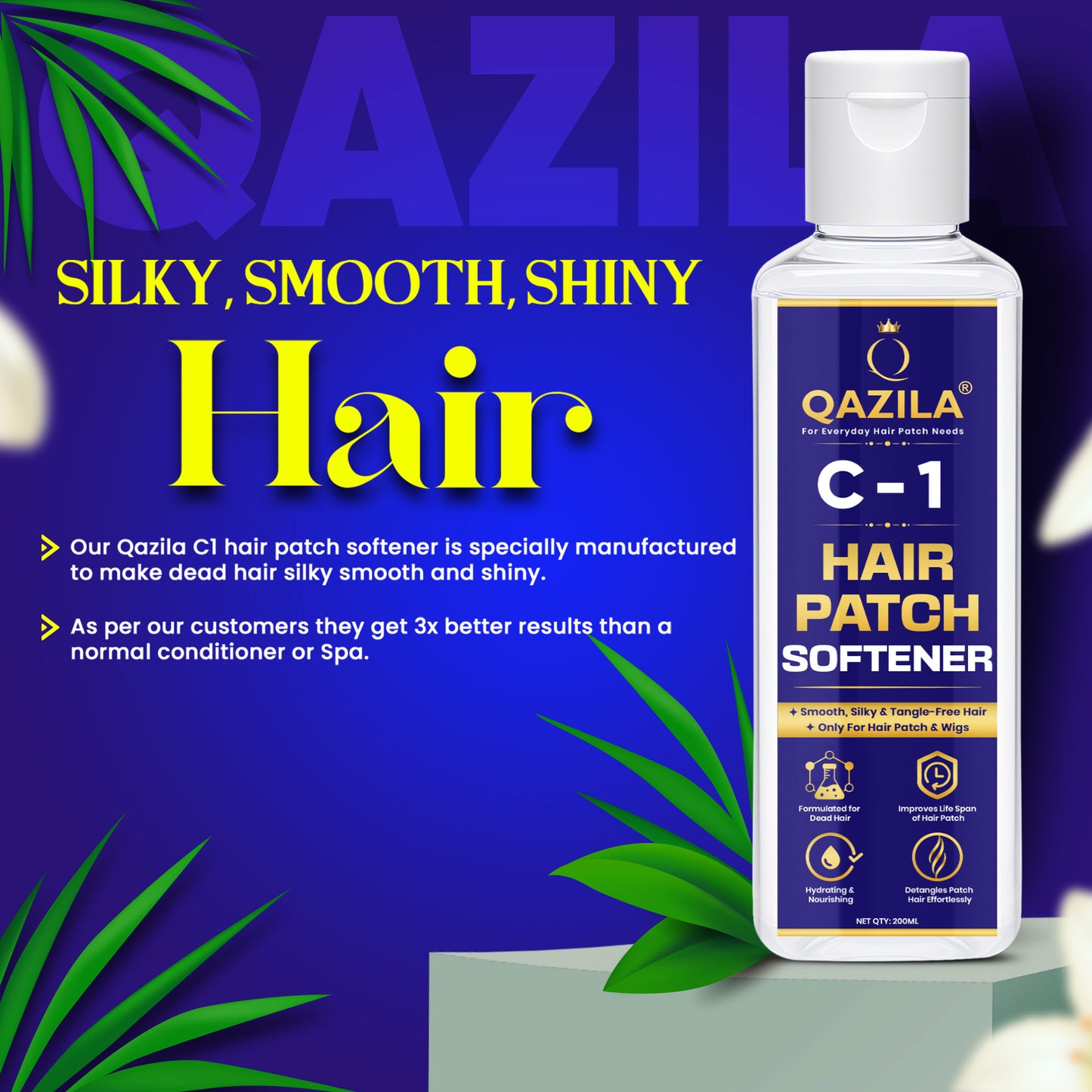 Qazila C-1 Hair Patch Softener| Hair Patch Conditioner| Hair Patch Wash Chemical| Soft, Silky and Tangle-Free Hair| 200ml