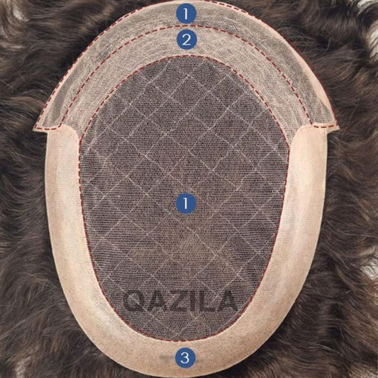 Qazila Octagon Front Lace Hair Patch for Men – Natural-Looking Hairline, Lightweight Comfort, and Styling Flexibility