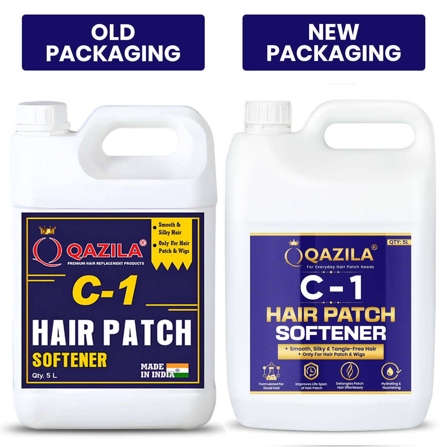 Qazila C-1 Hair Patch Softener | Hair Patch Conditioner | Hair Patch Wash Chemical | Soft, Silky and Tangle-Free Hair| 5Ltr