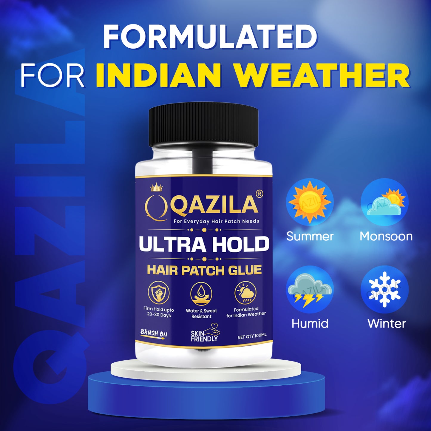 Qazila Ultra Hold Glue For Hair Patch| Strong Hold| Skin-Friendly| Hold upto 3-4 weeks | 100ml